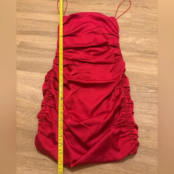 Baby Boo Red Ruched Satin Dress - Picture 6 of 8